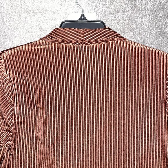Nasty Gal Womens 8 Striped Ribbed Red Blazer Long Sleeve Pocket Textured - Picture 12 of 14